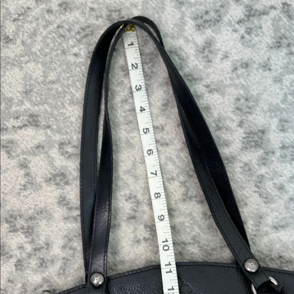 PATRICIA NASH POPPY TOTE BLACK LEATHER LEAF PATTERN TASSEL 3 COMPARTMENTS - Picture 11 of 17